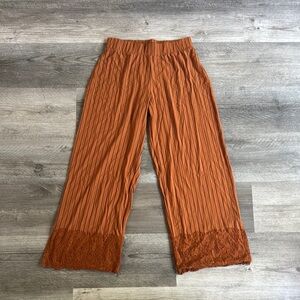 Zara Orange Striped Wide-Leg Pants